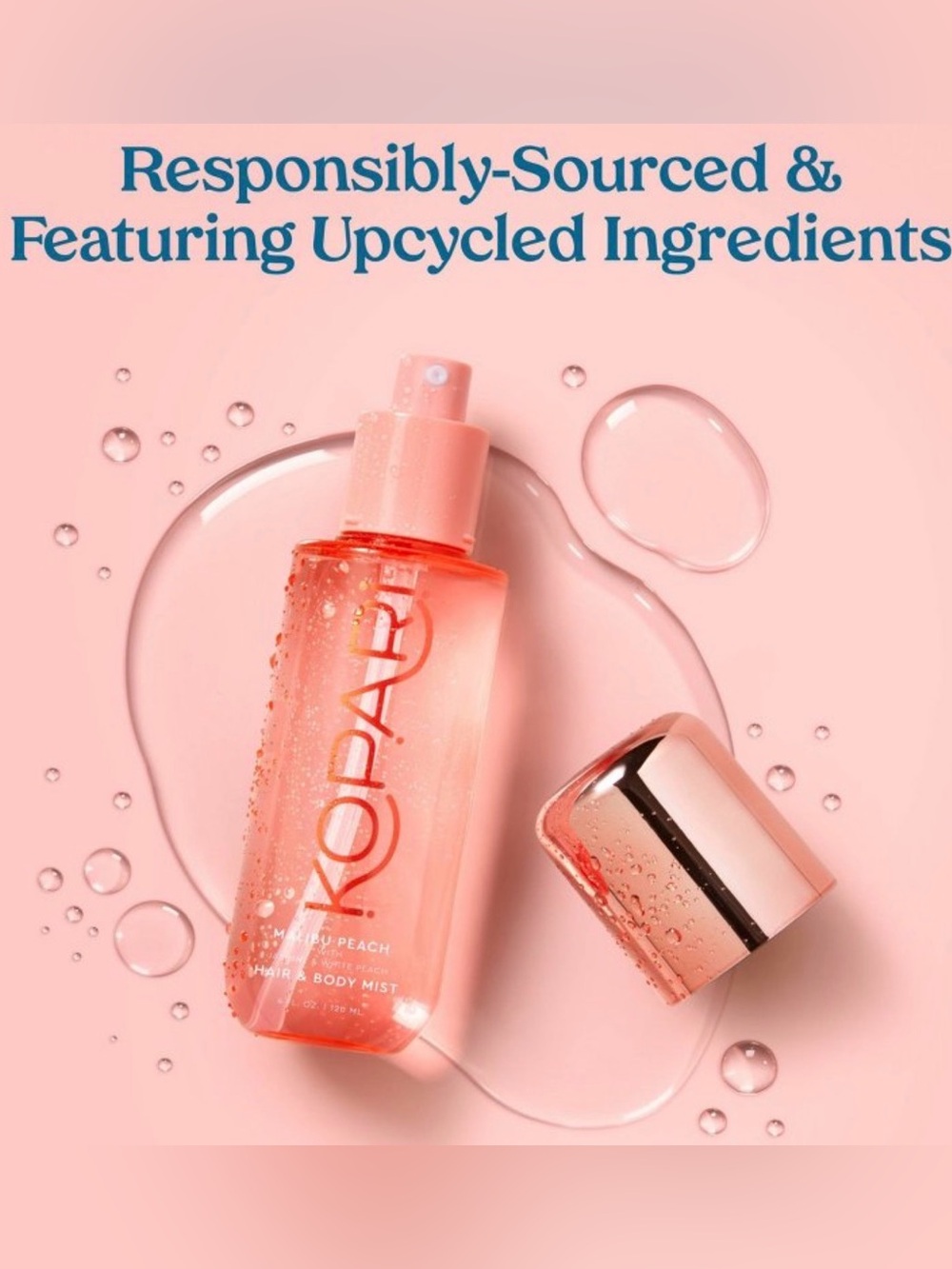 Kopari Malibu Peach Hair & Body Mist — Rose Gold and Peach Bottle - Picture 2 of 9